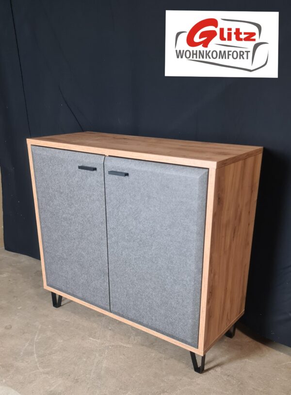 Sideboard Kommode Anrichte in Eiche Navarra / Filz Dark Grey Tiefzieh